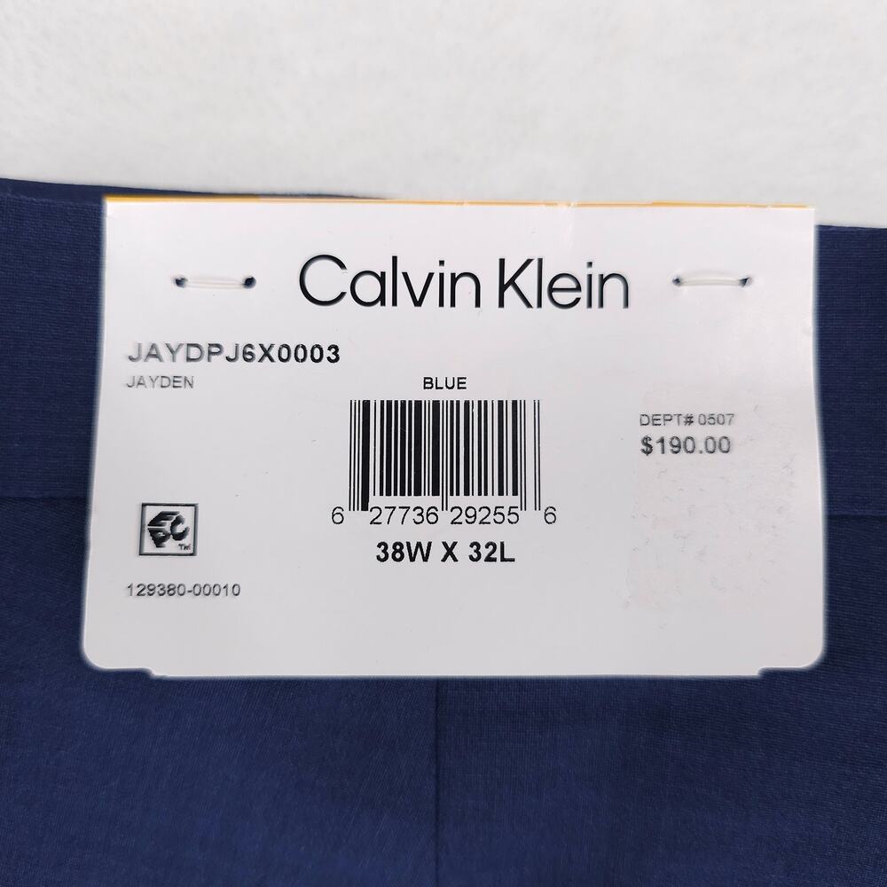 Calvin Klein Mens Skinny Fit Suit Pants 38x32 Blue Solid Stretch Wool Blend NWT - Picture 7 of 8